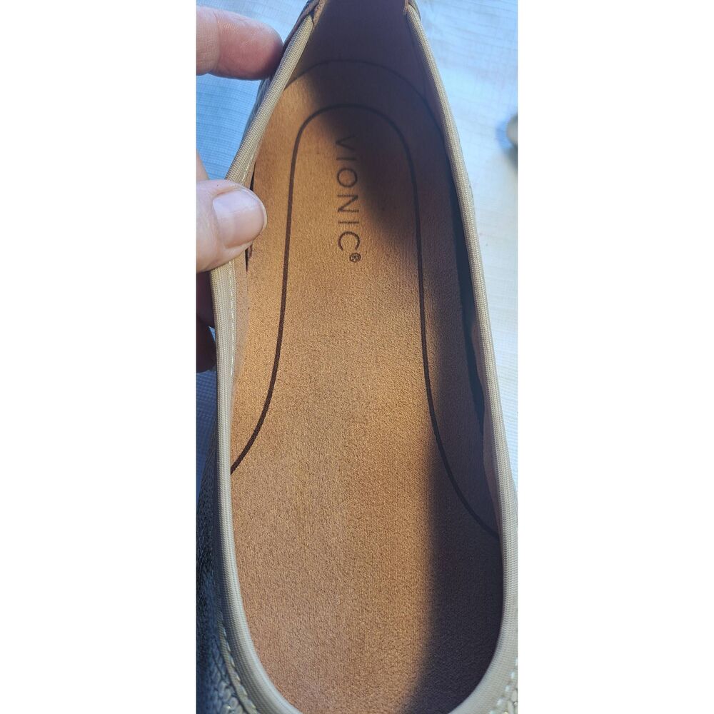 Vionic Minna Ballet Flats Women’s Size 9 Leather Metallic Gold Snake Print Bow C - Picture 8 of 8